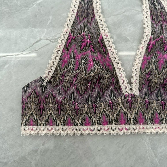 Women’s Free People Boho Patterned Lace Halter Bralette Top XS - Picture 2 of 16